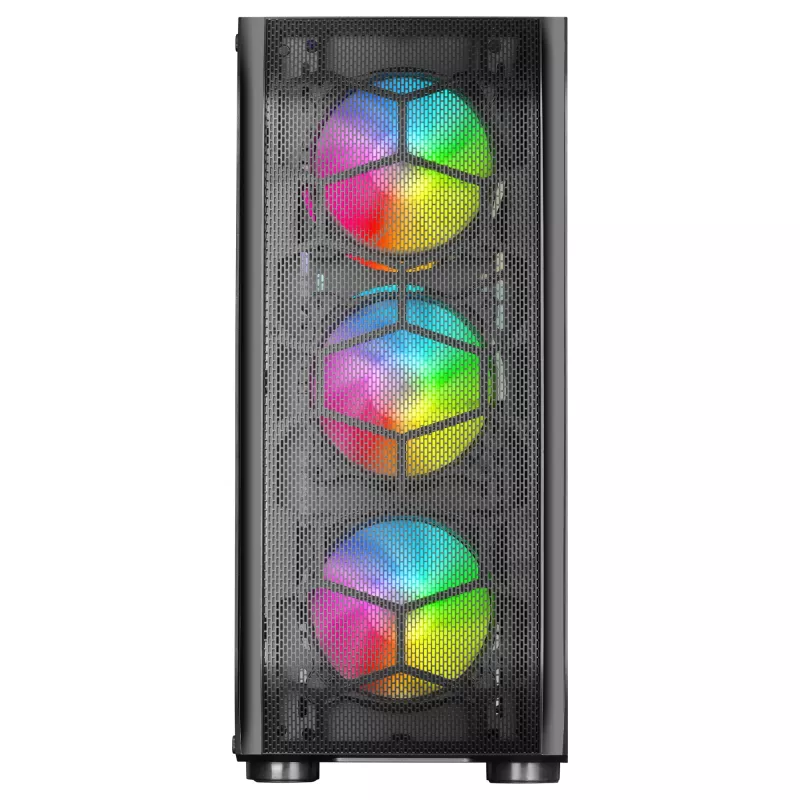 Mars Gaming MC-KX Black Premium E-ATX Gaming Tower su FREEZER CPU sistema, 5 itin tyliais ARGB ventiliatoriais, ARGB valdikliu ir RF nuotolinio valdymo pultu, tinklinis priekis
