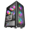 Mars Gaming MC-KX Black Premium E-ATX Gaming Tower su FREEZER CPU sistema, 5 itin tyliais ARGB ventiliatoriais, ARGB valdikliu ir RF nuotolinio valdymo pultu, tinklinis priekis