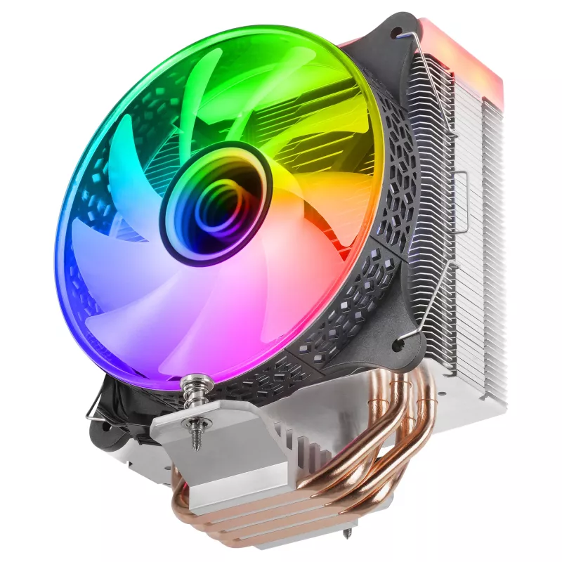 Mars Gaming MCPU-VR Juodas CPU aušintuvas Dvigubas Infinity veidrodis ARGB 4 HCT šilumos vamzdžiai 180W TDP Itin tylus PWM 12cm ventiliatorius