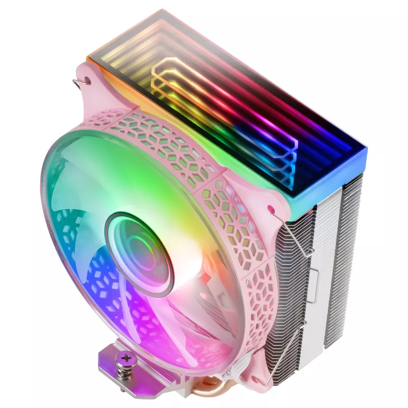 Mars Gaming MCPU-VR Pink CPU aušintuvas Dual Infinity Mirror ARGB 4 HCT šilumos vamzdeliai 180W TDP itin tylus PWM 12cm ventiliatorius