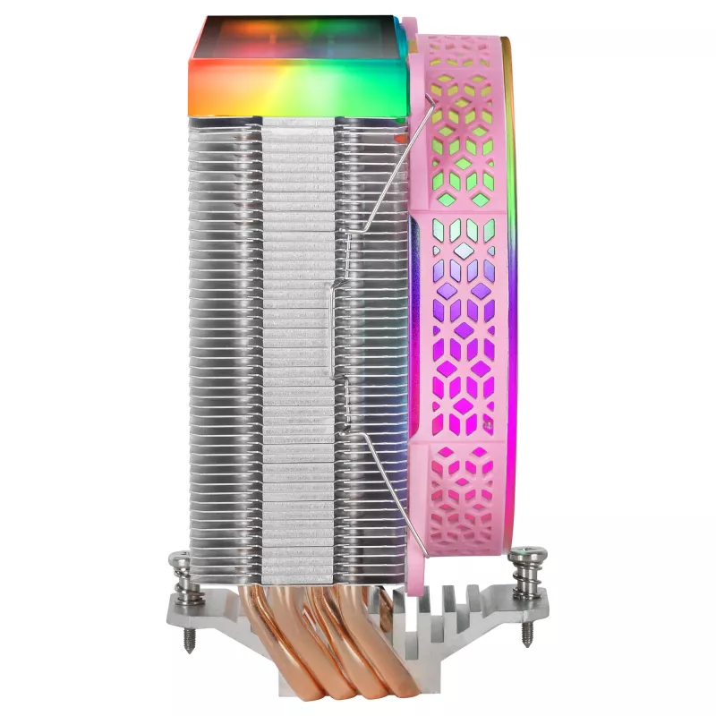 Mars Gaming MCPU-VR Pink CPU aušintuvas Dual Infinity Mirror ARGB 4 HCT šilumos vamzdeliai 180W TDP itin tylus PWM 12cm ventiliatorius