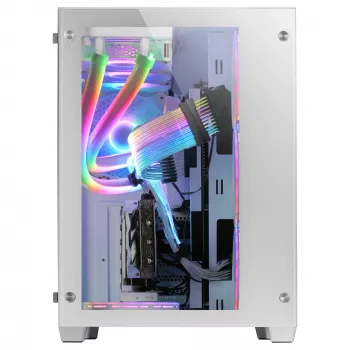 Mars Gaming MCV3 White Custom XXL E-ATX korpusas su dvigubu grūdinto stiklo langu ir dviejų kamerų moduliniu rėmu