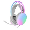 Mars Gaming MH-GLOW White 360° Full Chroma RGB Flow ausinės su triukšmo slopinimo mikrofonu, itin lengvas dizainas, atminties putų pagalvėlės, universali suderinamumas