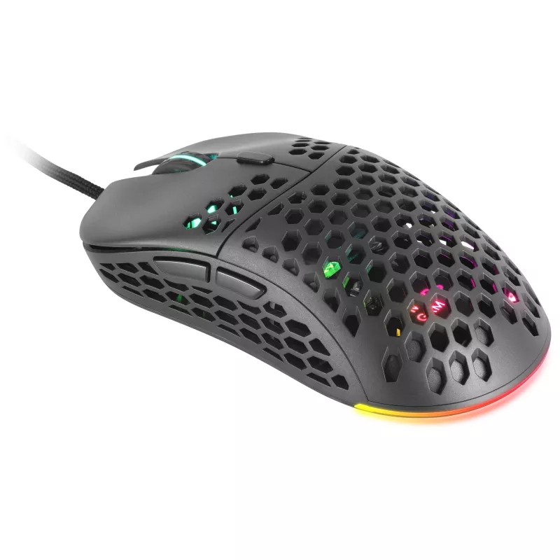 Mars Gaming MM55 Black RGB Chroma Gaming Pelė Itin Lengva 55g 12800 DPI HUANO Mechaniniai Jungikliai