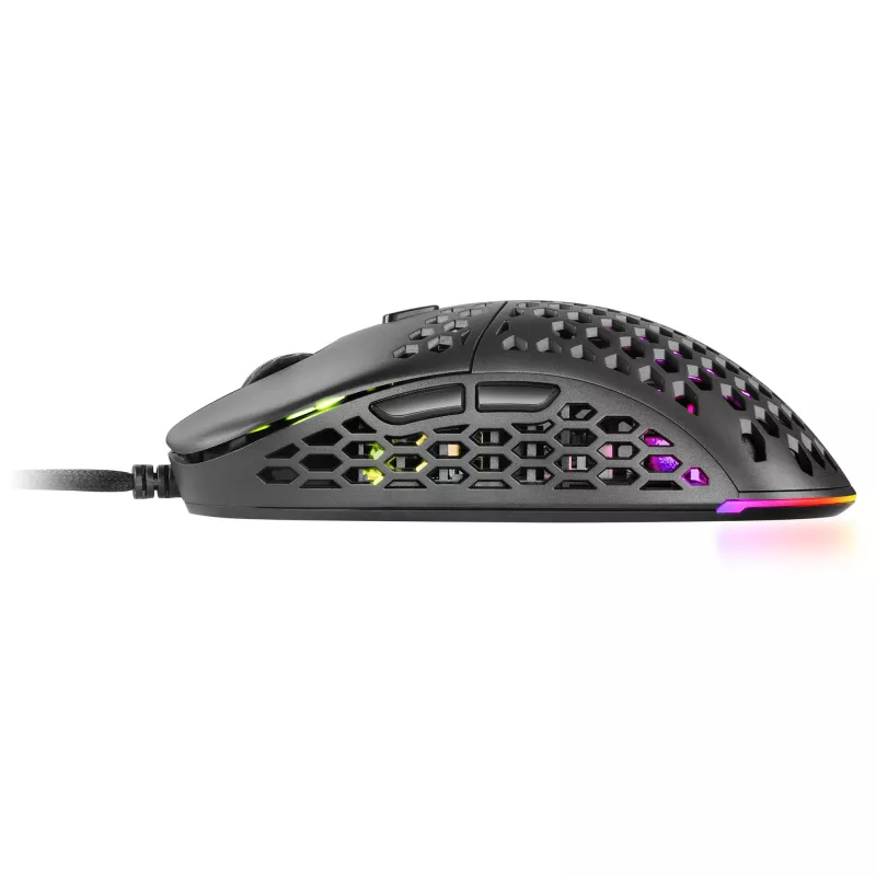 Mars Gaming MM55 Black RGB Chroma Gaming Pelė Itin Lengva 55g 12800 DPI HUANO Mechaniniai Jungikliai