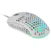 Mars Gaming MM55W White RGB Chroma pelė žaidimams itin lengva 55g 12800 DPI HUANO mechaniniai jungikliai