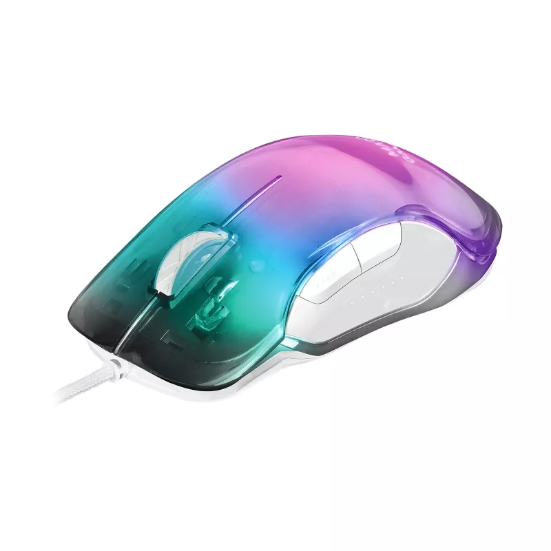Mars Gaming MMGLOW Chroma-Glow RGB žaidimų pelė veidrodiniu paviršiumi, itin lengva, 12800 DPI, balta