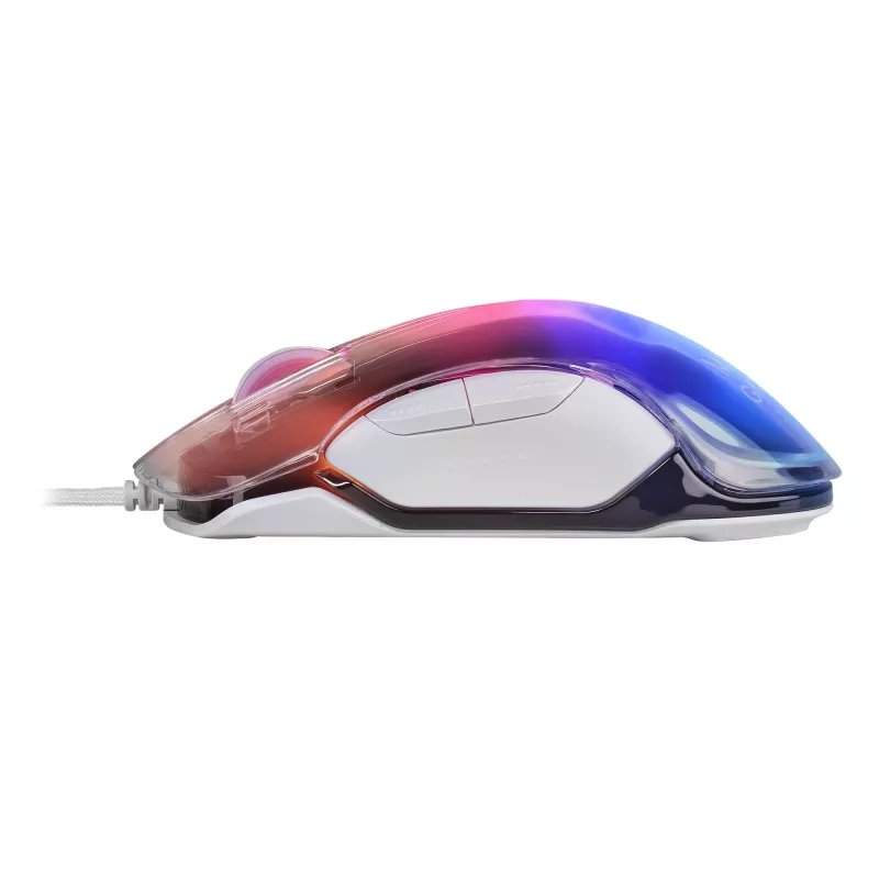 Mars Gaming MMGLOW Chroma-Glow RGB žaidimų pelė veidrodiniu paviršiumi, itin lengva, 12800 DPI, balta