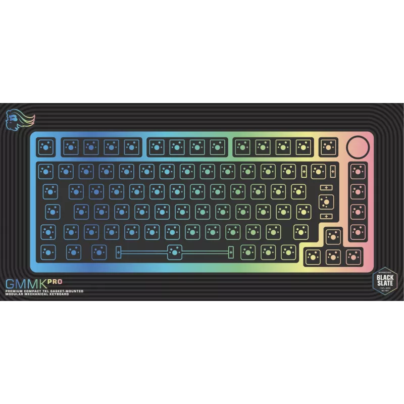 Klaviatūros karkasas GLORIOUS GMMK Pro — 75 % aliuminio korpusas, juodas, 332×135×32 mm, 1,5 kg