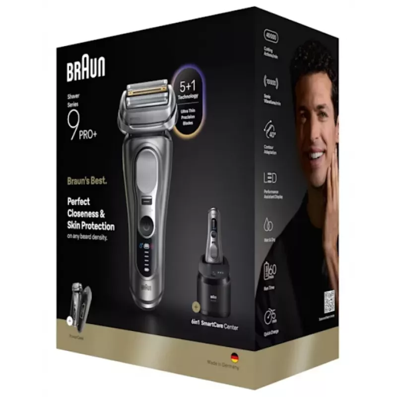 Folinis skustuvas Braun Series 9 Pro+ 9675cc Pilka Sidabrinė Nerūdijantis Plienas