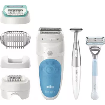 Braun Silk-épil 5 810 + Gillette Venus Trimmer 28 pincetai, mėlyna, balta