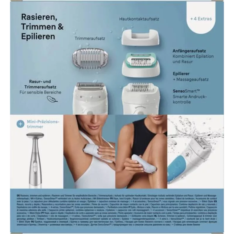 Braun Silk-épil 5 810 + Gillette Venus Trimmer 28 pincetai, mėlyna, balta