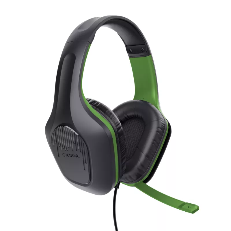 Trust GXT 415X ZIROX ausinės su laidu, žaidimų, lankeliu, juodos, žalios