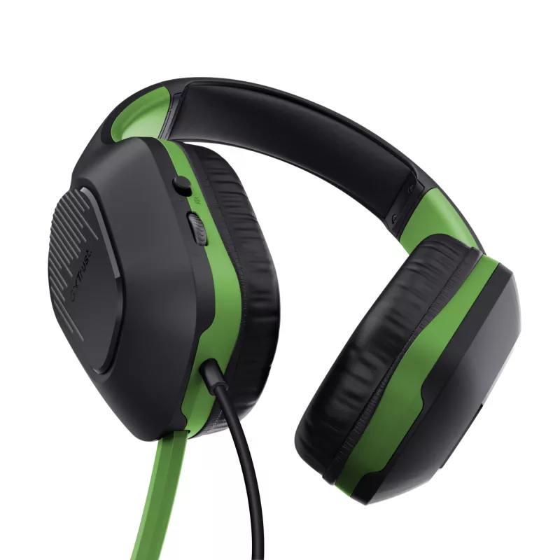 Trust GXT 415X ZIROX ausinės su laidu, žaidimų, lankeliu, juodos, žalios