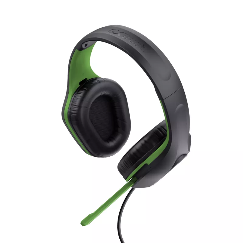 Trust GXT 415X ZIROX ausinės su laidu, žaidimų, lankeliu, juodos, žalios