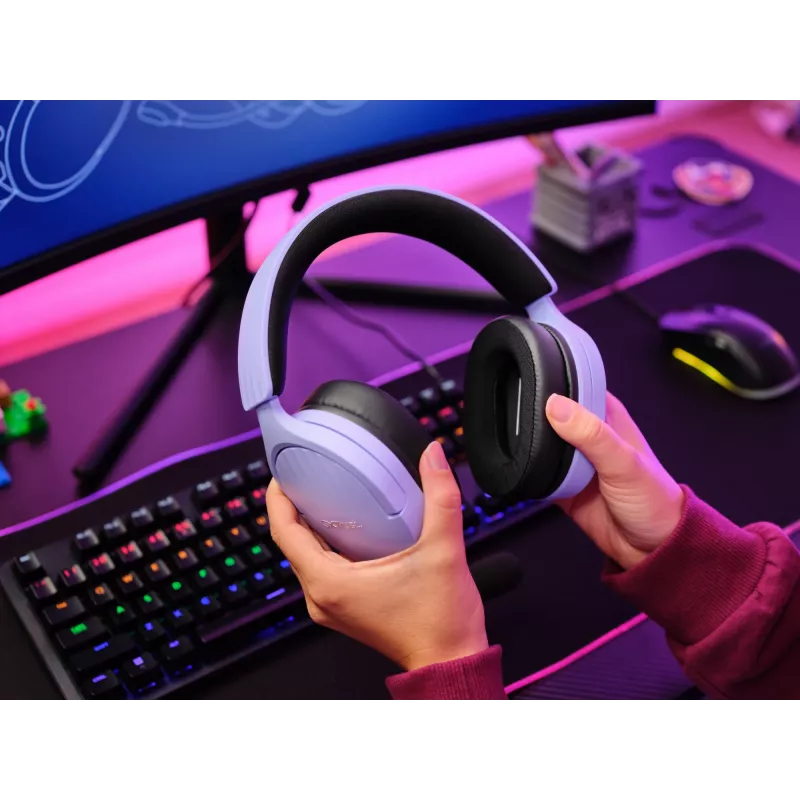 Trust GXT 489P FAYZO Ausinės Laidinės Antausinės Žaidimams Juodos, Violetinės