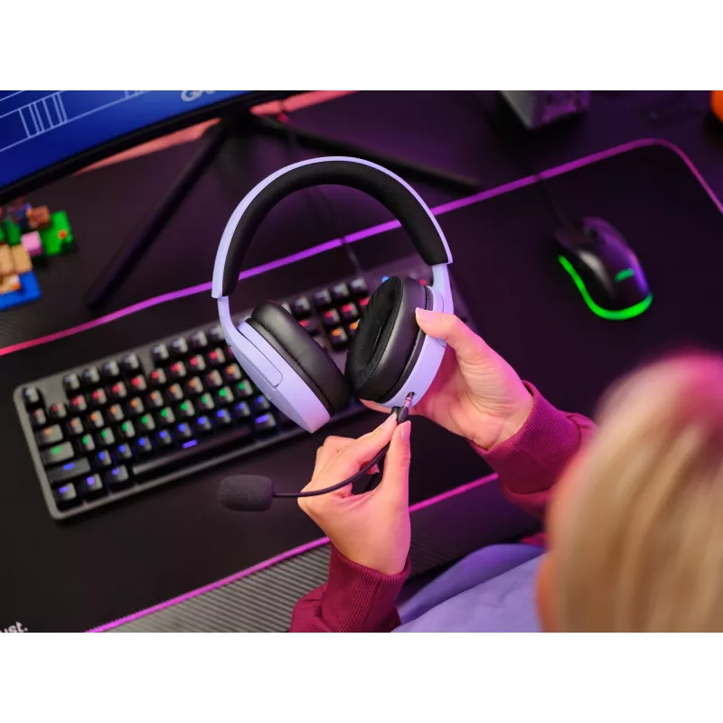 Trust GXT 489P FAYZO Ausinės Laidinės Antausinės Žaidimams Juodos, Violetinės