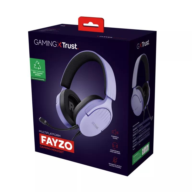 Trust GXT 489P FAYZO Ausinės Laidinės Antausinės Žaidimams Juodos, Violetinės