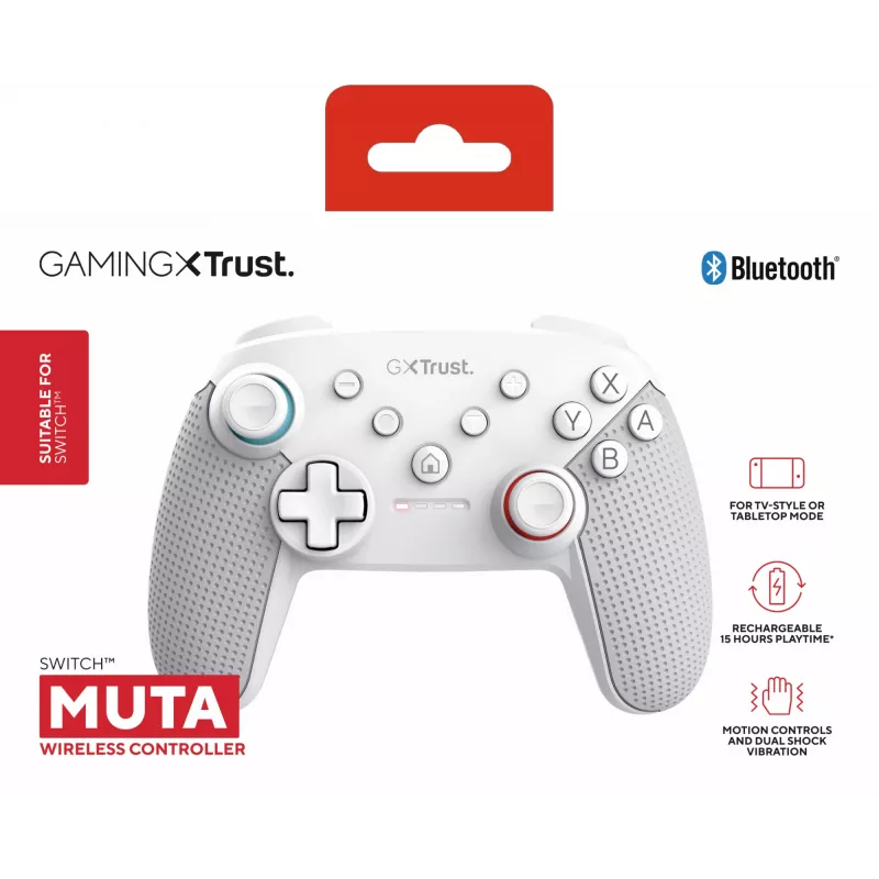 Trust GXT 1246W MUTA Baltas Bluetooth valdiklis, skirtas Nintendo Switch, Nintendo Switch Lite