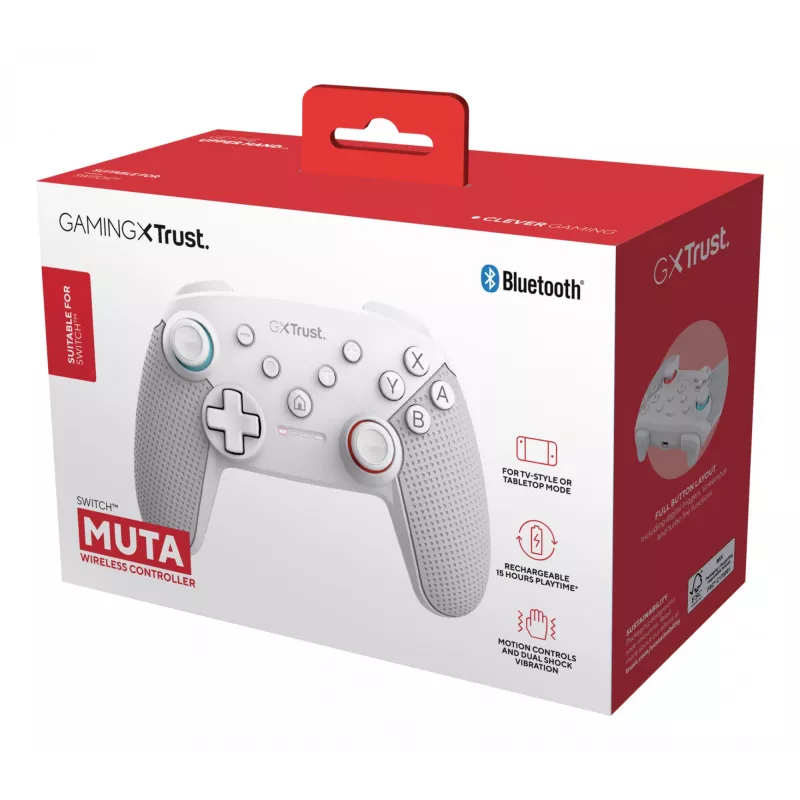 Trust GXT 1246W MUTA Baltas Bluetooth valdiklis, skirtas Nintendo Switch, Nintendo Switch Lite