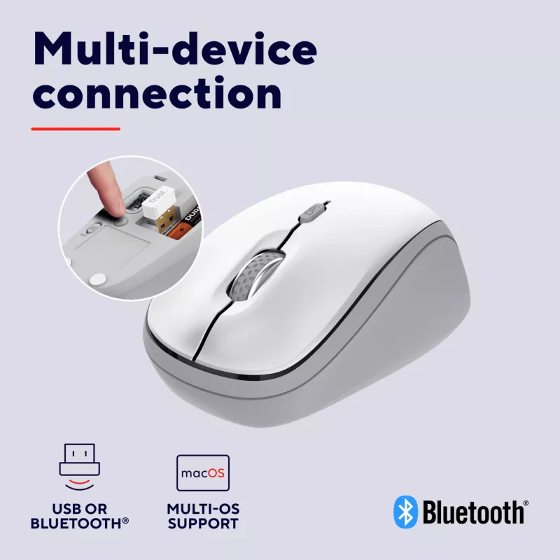 Trust Yvi+ pelė universali ambidekstrinė RF belaidė + Bluetooth optinė 1600 DPI