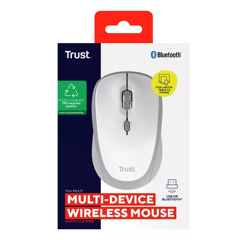 Trust Yvi+ pelė universali ambidekstrinė RF belaidė + Bluetooth optinė 1600 DPI