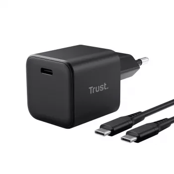 Įkroviklis TRUST Maxo ultra-mažas 65W GaN USB-C juodas su 2m kabeliu