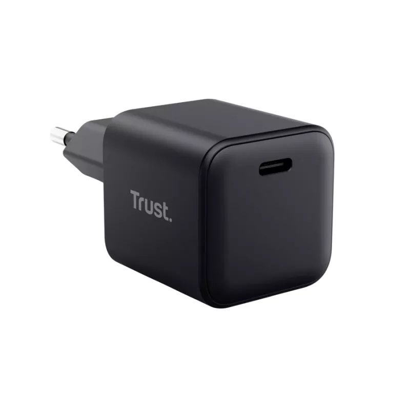 Įkroviklis TRUST Maxo ultra-mažas 65W GaN USB-C juodas su 2m kabeliu