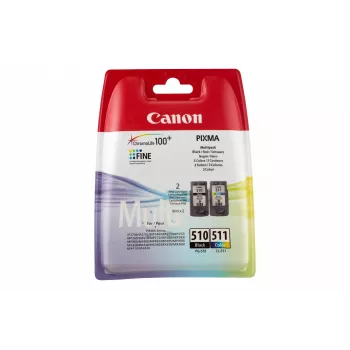 Canon PG-510/CL-511 kasečių rinkinys, juoda/ciano/magenta/geltona, standartinė talpa, 2 vnt., 300 puslapių