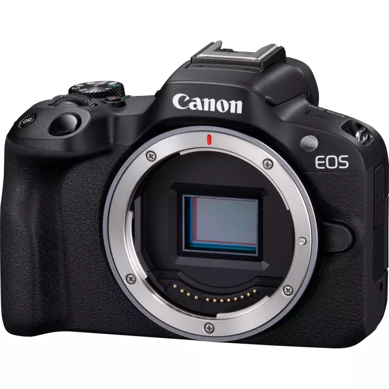 Canon EOS R50 beveidrodis fotoaparatas su RF-S 18-45mm ir RF 75-300mm objektyvais (rinkinys)