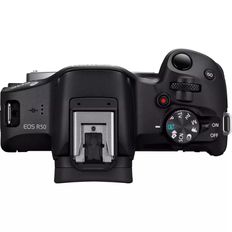 Canon EOS R50 beveidrodis fotoaparatas su RF-S 18-45mm ir RF 75-300mm objektyvais (rinkinys)