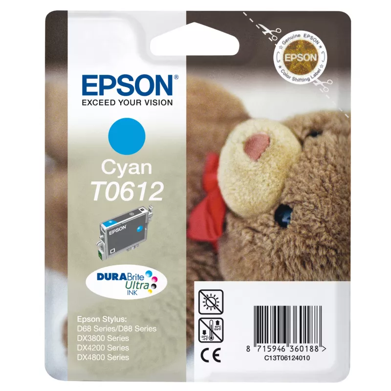 Epson Teddybear Singlepack Cyan T0612 DURABrite Ultra rašalas, 8 ml, 1 vnt.