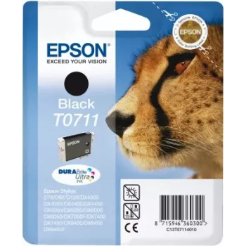 Epson Cheetah kasetė juoda T0711 DURABrite Ultra rašalas, pigmentinis, 1 vnt.