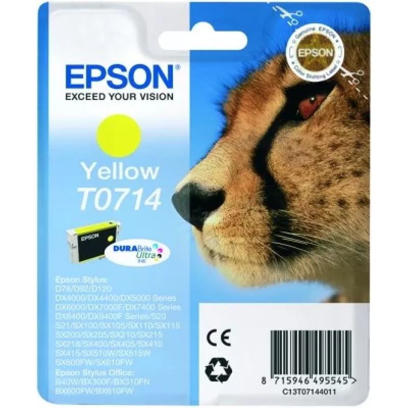 Epson Cheetah Singlepack Yellow T0714 DURABrite Ultra rašalas