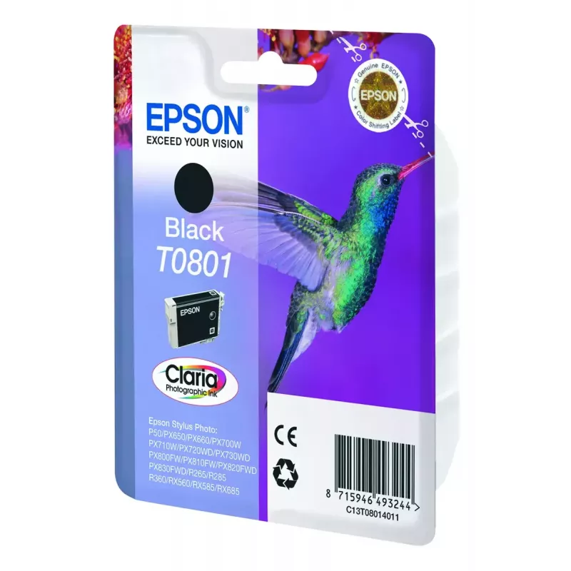 Epson T0801 Claria fotografiškas rašalas, juodas, vienkartinė kasetė