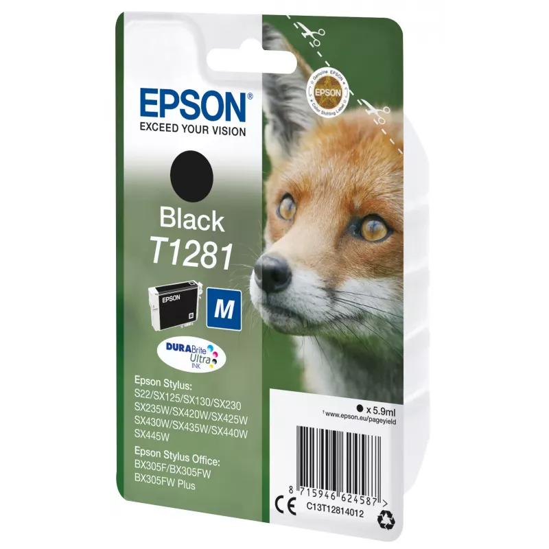 Epson T1281 Fox juodos spalvos rašalo kasetė (vienetinė)