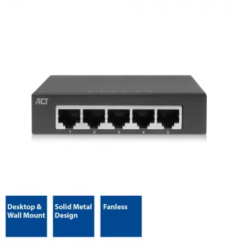 Nevaldomas jungiklis ACT AC4415 Gigabit Ethernet 5 prievadai 10 Gbit/s
