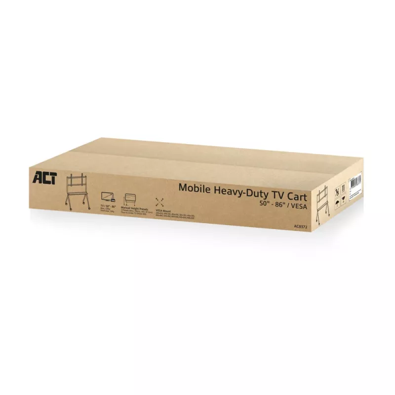 ACT Mobilus televizoriaus / monitoriaus grindinis stovas, 50–86 colių, VESA, 127 cm (50 col.), 2,18 m (86 col.), 200 x 200 mm – 800 x 600 mm, aliuminis, plastikas, plienas, pilka