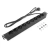 ACT ilginimo laidas PDU 19 colių su CEE7/7 kištuku ir 9 F tipo lizdais, 3 m H05VV-F 3G1.5