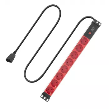 Maitinimo paskirstymo įrenginys ACT PD3004 19 colių C14 IEC60320 su 8 F tipo lizdais, 3 m H05VV-F 3G1.0, 230 V 10 A