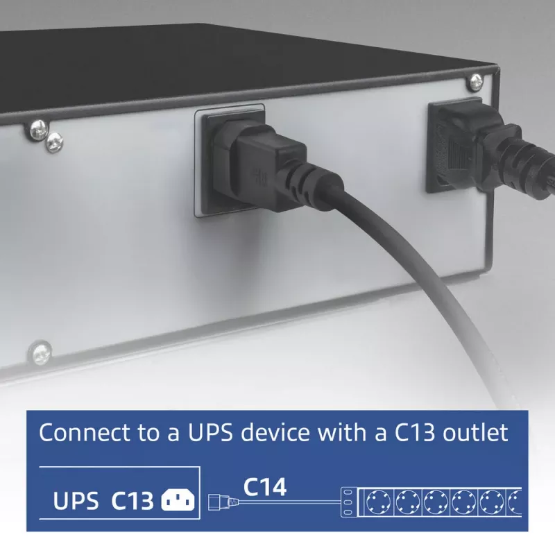 Maitinimo paskirstymo įrenginys ACT PD3004 19 colių C14 IEC60320 su 8 F tipo lizdais, 3 m H05VV-F 3G1.0, 230 V 10 A