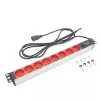 Ilgintuvas ACT PD3155 — 3 m laidas, 9 kištukiniai lizdai (E tipas), 250 V, 16 A, 4000 W, vidaus montavimui, juoda/raudona