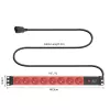 Ilgintuvas ACT PD3155 — 3 m laidas, 9 kištukiniai lizdai (E tipas), 250 V, 16 A, 4000 W, vidaus montavimui, juoda/raudona