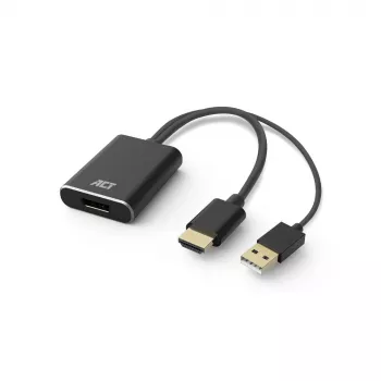 ACT AC7536 vaizdo kabelio adapteris 0,24 m HDMI + USB DisplayPort juodas