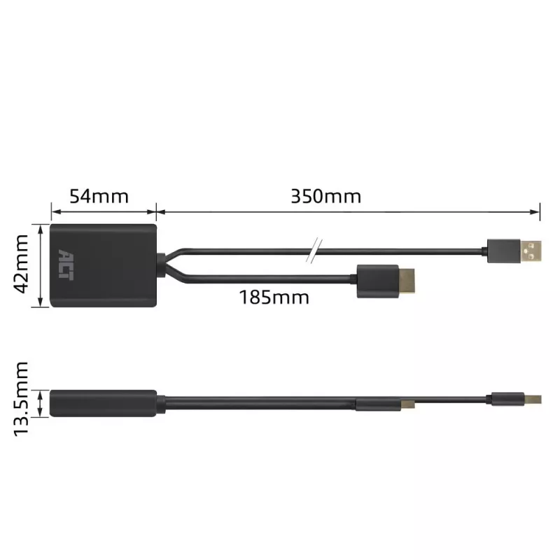 ACT AC7536 vaizdo kabelio adapteris 0,24 m HDMI + USB DisplayPort juodas