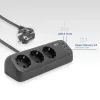 ACT AC2480 stalinis rozetinis blokas su 3 F tipo lizdais, 30W Power Delivery, USB Type-C/A prievadais, 1.5 m kabeliu