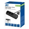 ACT AC2480 stalinis rozetinis blokas su 3 F tipo lizdais, 30W Power Delivery, USB Type-C/A prievadais, 1.5 m kabeliu