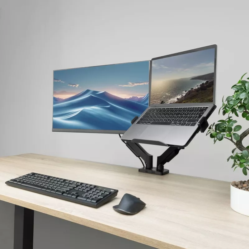 ACT Universal laptop padėklas monitoriaus rankenoms, Juodas, Plienas, 29,5 cm (11,6 col.), 43,9 cm (17,3 col.), 9 kg, 75 x 75 mm