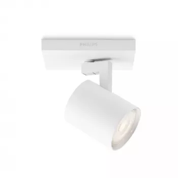 Paviršinis šviestuvas „Signify Philips myLiving 5309031P0“, GU10 LED 3,5W, 2700K, 255 lm, baltas, reguliuojamas