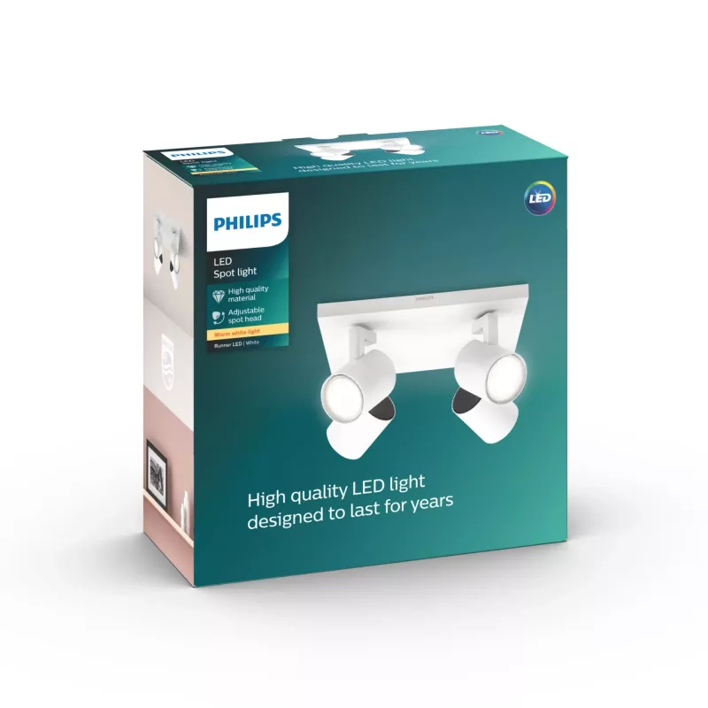 Philips myLiving 5309431P0 Paviršinis šviestuvas su taškiniais šaltiniais GU10 LED 14 W Baltas